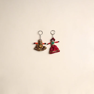 Multicolor - rajasthani puppet couple handmade keychain