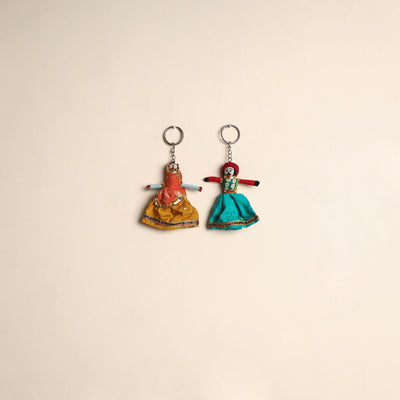 Multicolor - rajasthani puppet couple handmade keychain