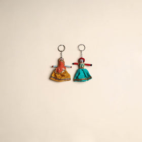 Multicolor - rajasthani puppet couple handmade keychain