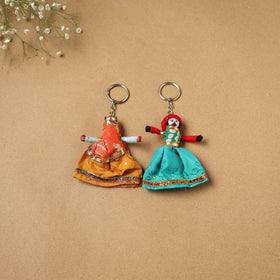 Multicolor - rajasthani puppet couple handmade keychain