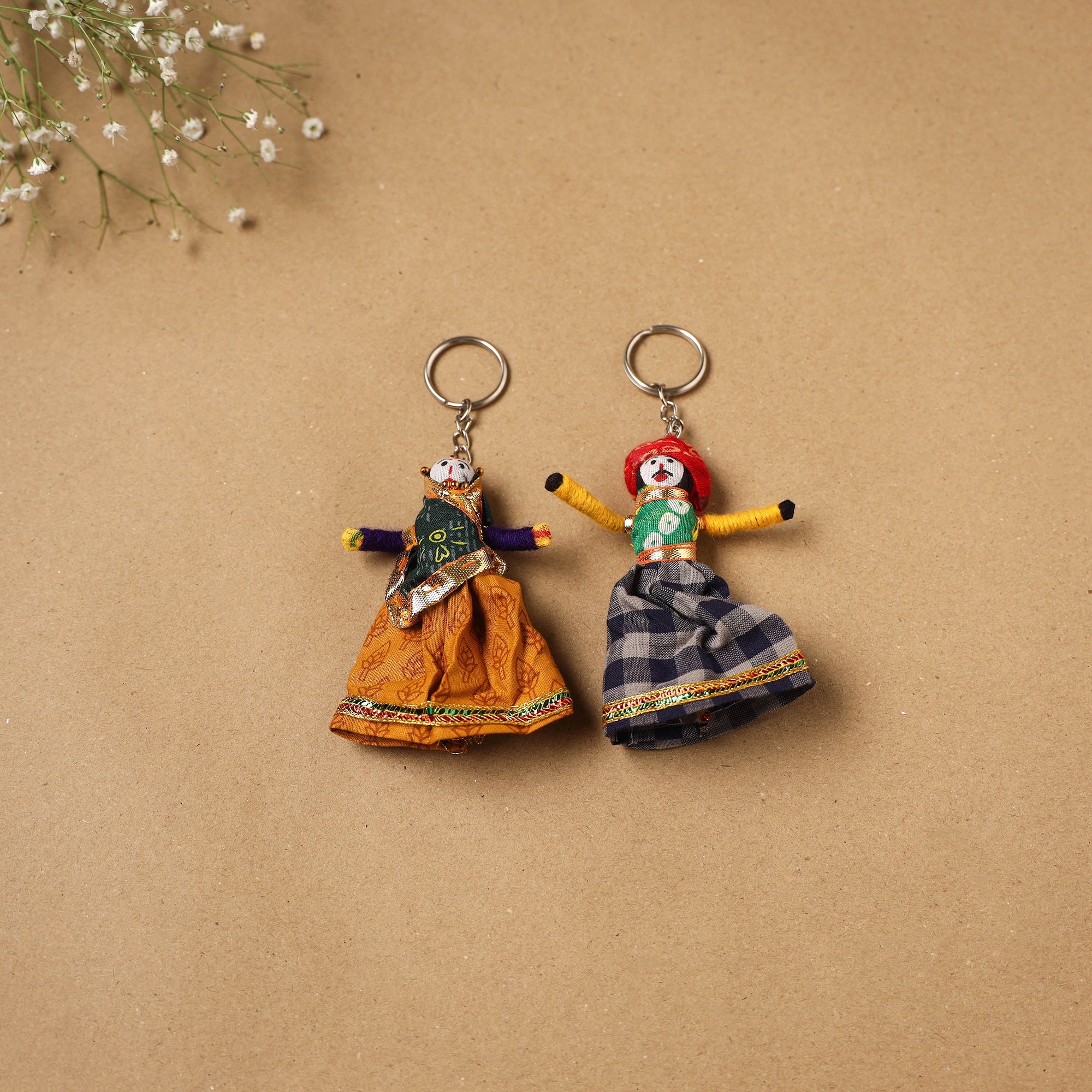 Multicolor - rajasthani puppet couple handmade keychain