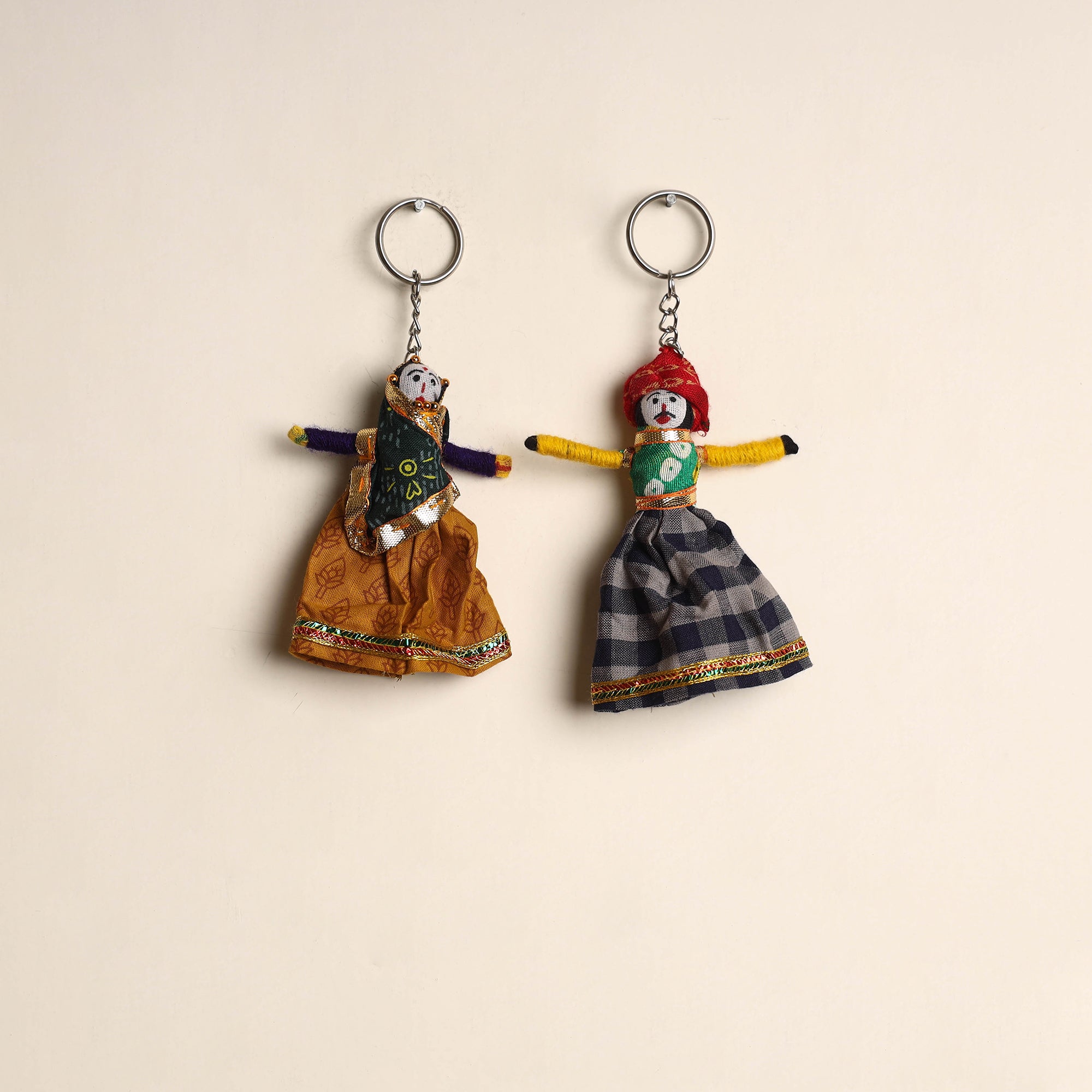 Multicolor - rajasthani puppet couple handmade keychain