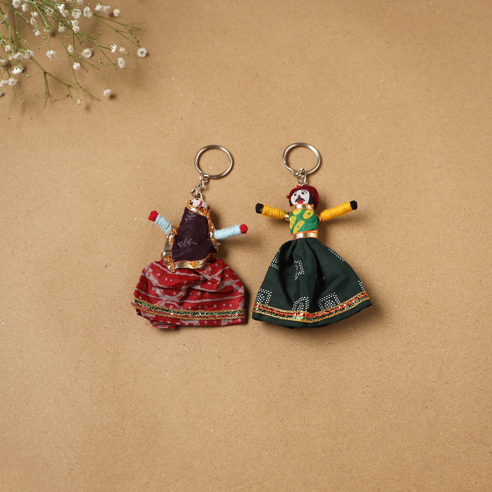 Multicolor - rajasthani puppet couple handmade keychain