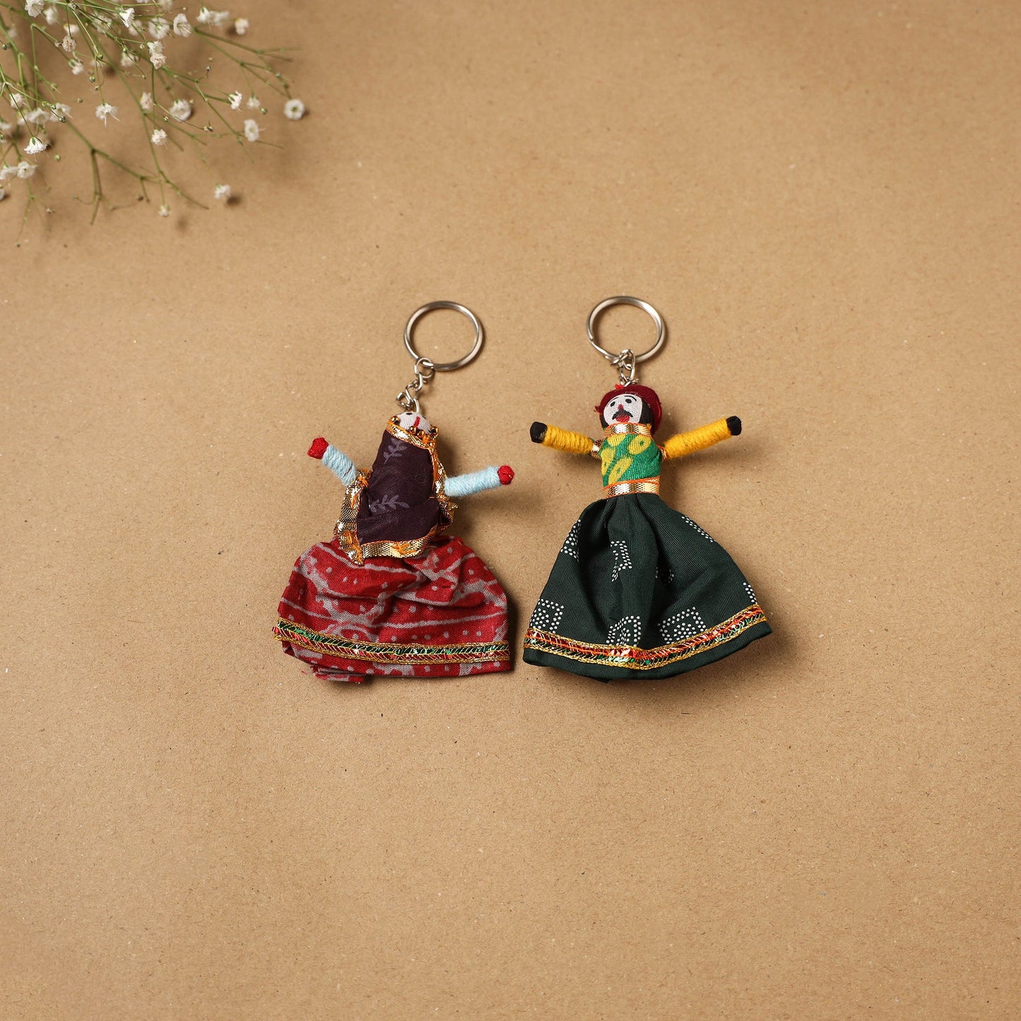 Multicolor - rajasthani puppet couple handmade keychain