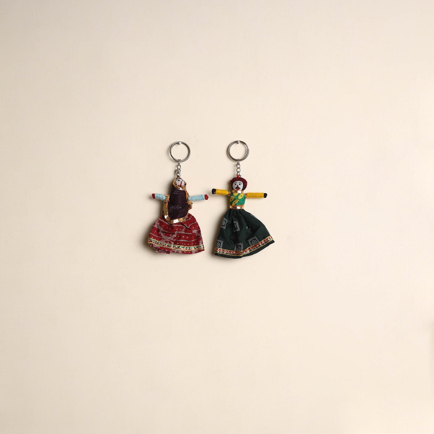 Multicolor - rajasthani puppet couple handmade keychain