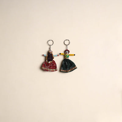 Multicolor - rajasthani puppet couple handmade keychain