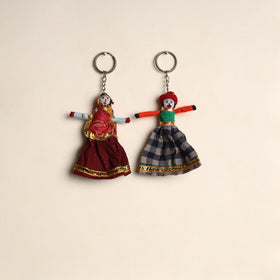Multicolor - rajasthani puppet couple handmade keychain