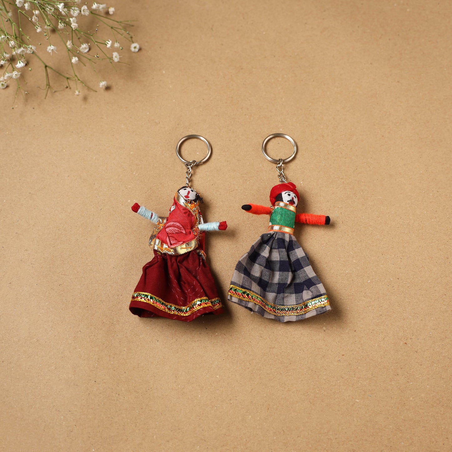 Multicolor - rajasthani puppet couple handmade keychain