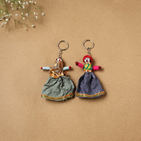 Multicolor - rajasthani puppet couple handmade keychain