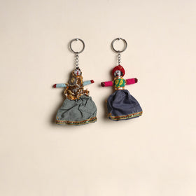 Multicolor - rajasthani puppet couple handmade keychain