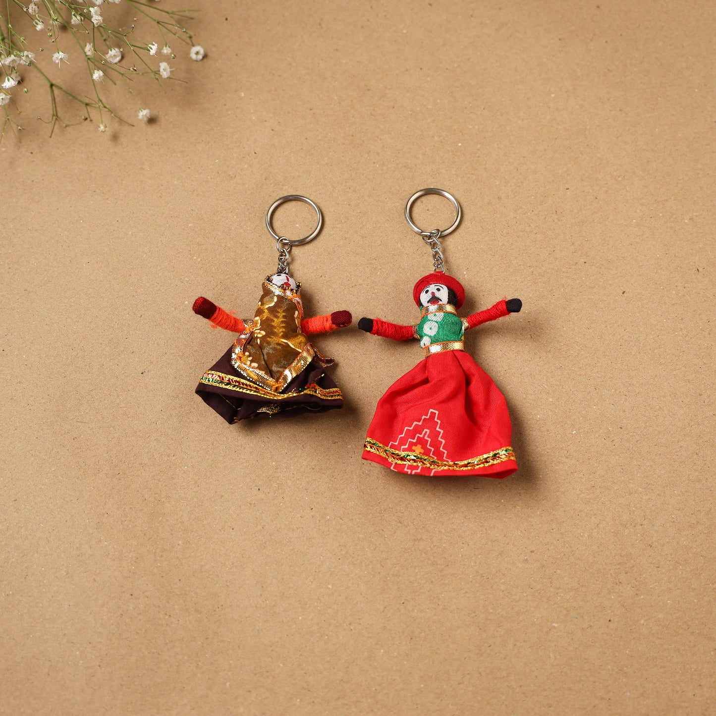 Multicolor - rajasthani puppet couple handmade keychain