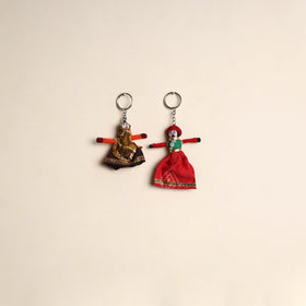 Multicolor - rajasthani puppet couple handmade keychain