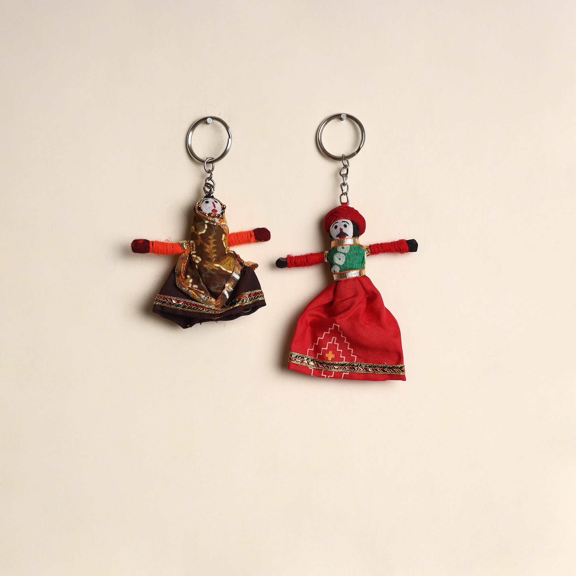 Multicolor - rajasthani puppet couple handmade keychain