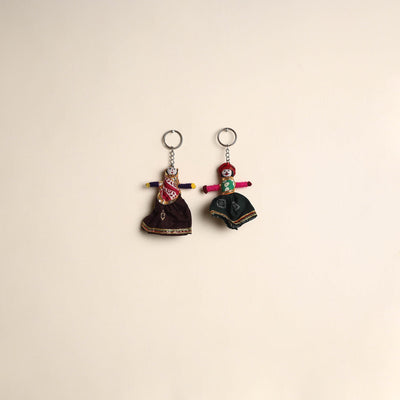 Multicolor - rajasthani puppet couple handmade keychain