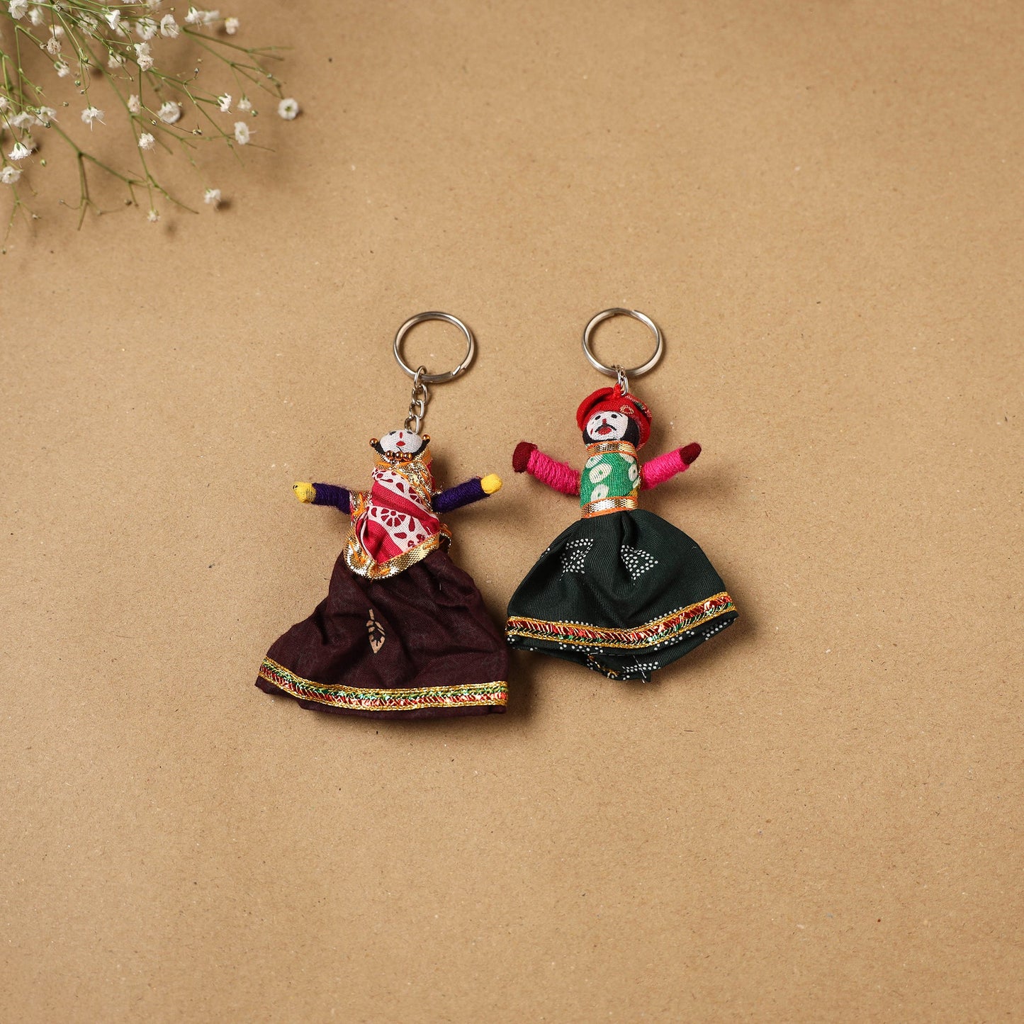 Multicolor - rajasthani puppet couple handmade keychain