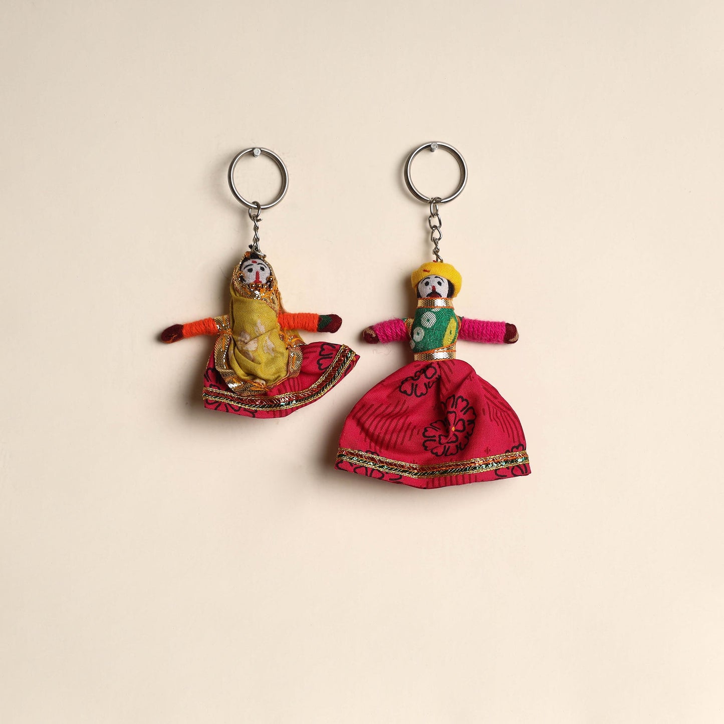 Multicolor - rajasthani puppet couple handmade keychain