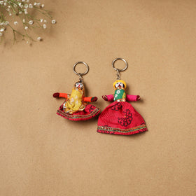 Multicolor - rajasthani puppet couple handmade keychain