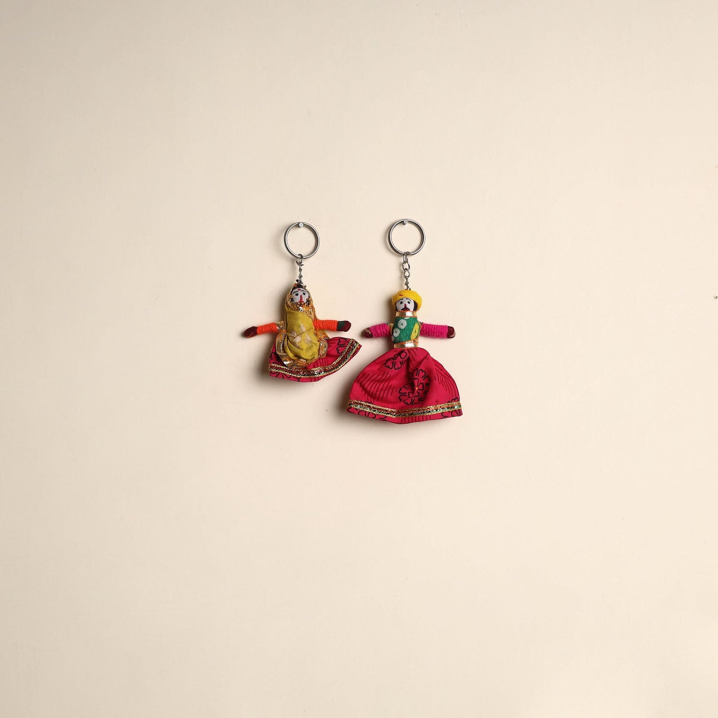 Multicolor - rajasthani puppet couple handmade keychain