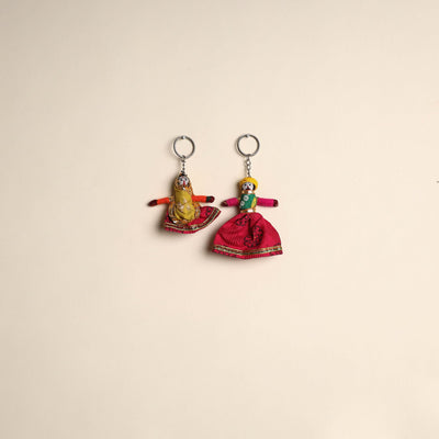 Multicolor - rajasthani puppet couple handmade keychain