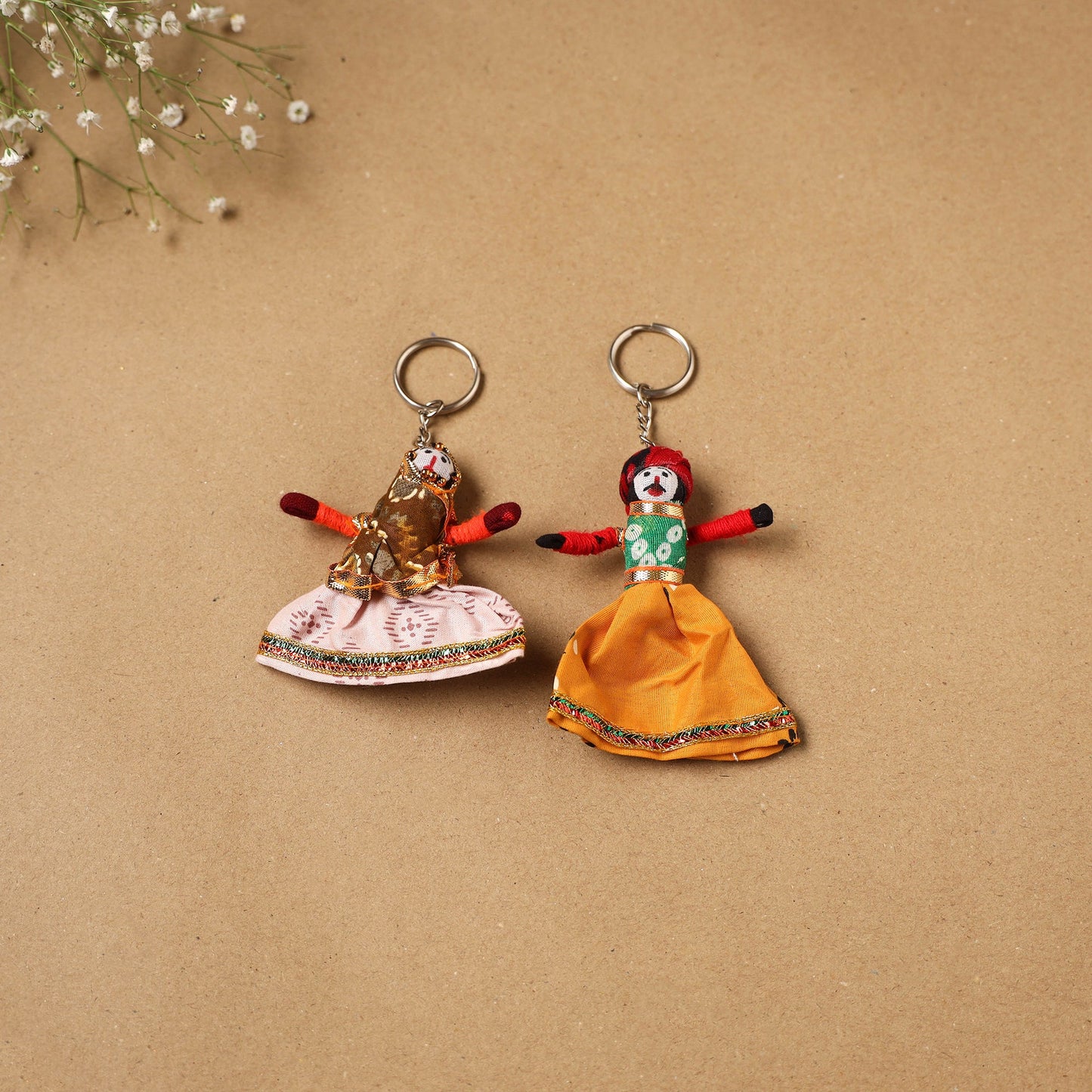 Multicolor - rajasthani puppet couple handmade keychain