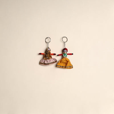 Multicolor - rajasthani puppet couple handmade keychain