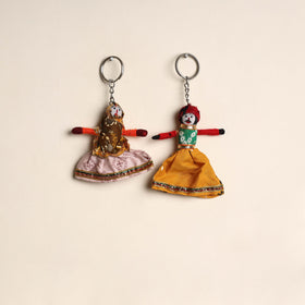 Multicolor - rajasthani puppet couple handmade keychain