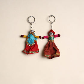 Multicolor - rajasthani puppet couple handmade keychain