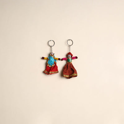 Multicolor - rajasthani puppet couple handmade keychain