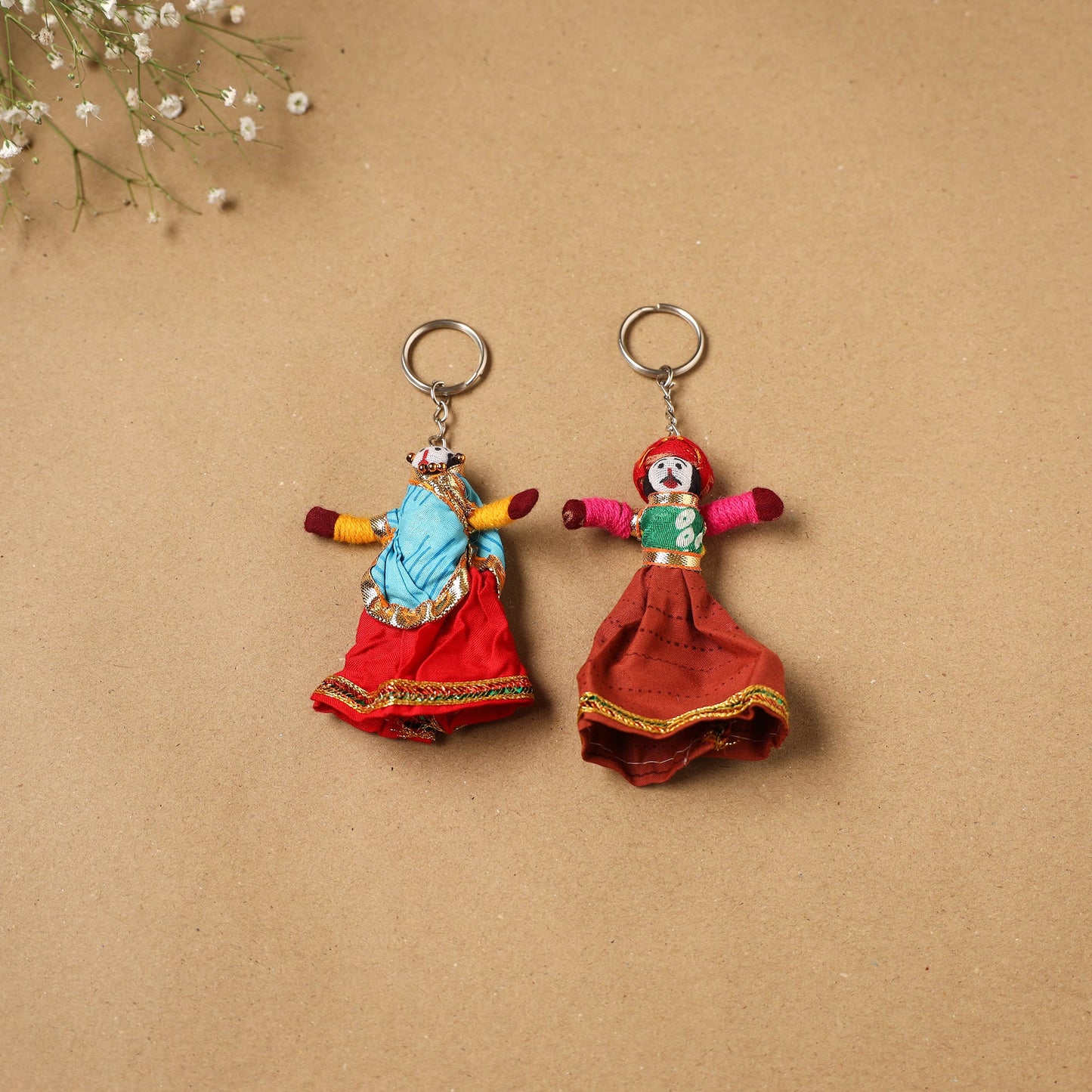 Multicolor - rajasthani puppet couple handmade keychain