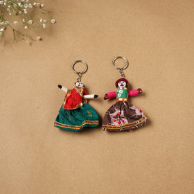 Multicolor - rajasthani puppet couple handmade keychain