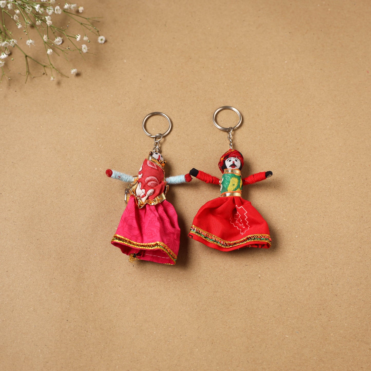 Multicolor - rajasthani puppet couple handmade keychain