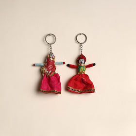Multicolor - rajasthani puppet couple handmade keychain