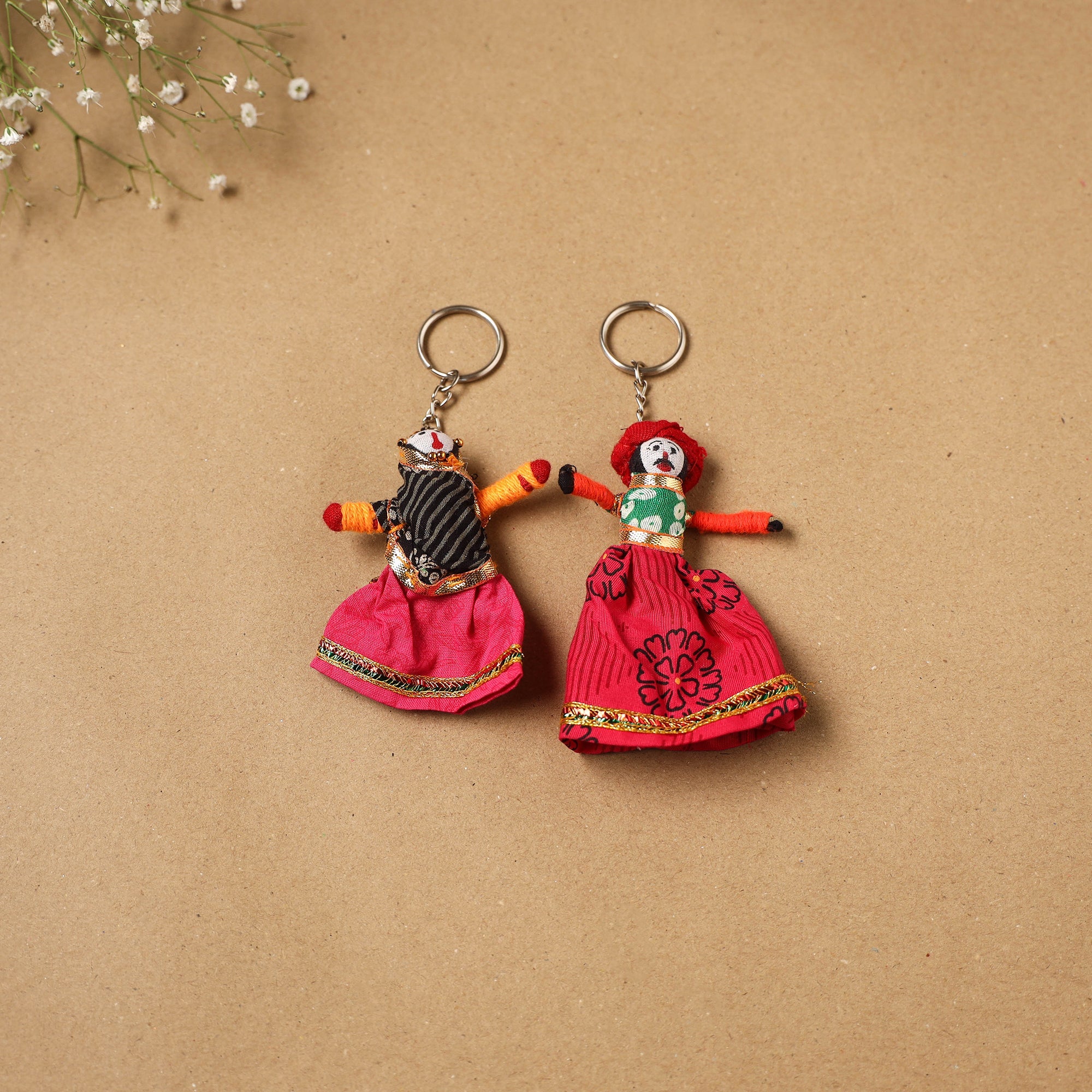 Multicolor - rajasthani puppet couple handmade keychain