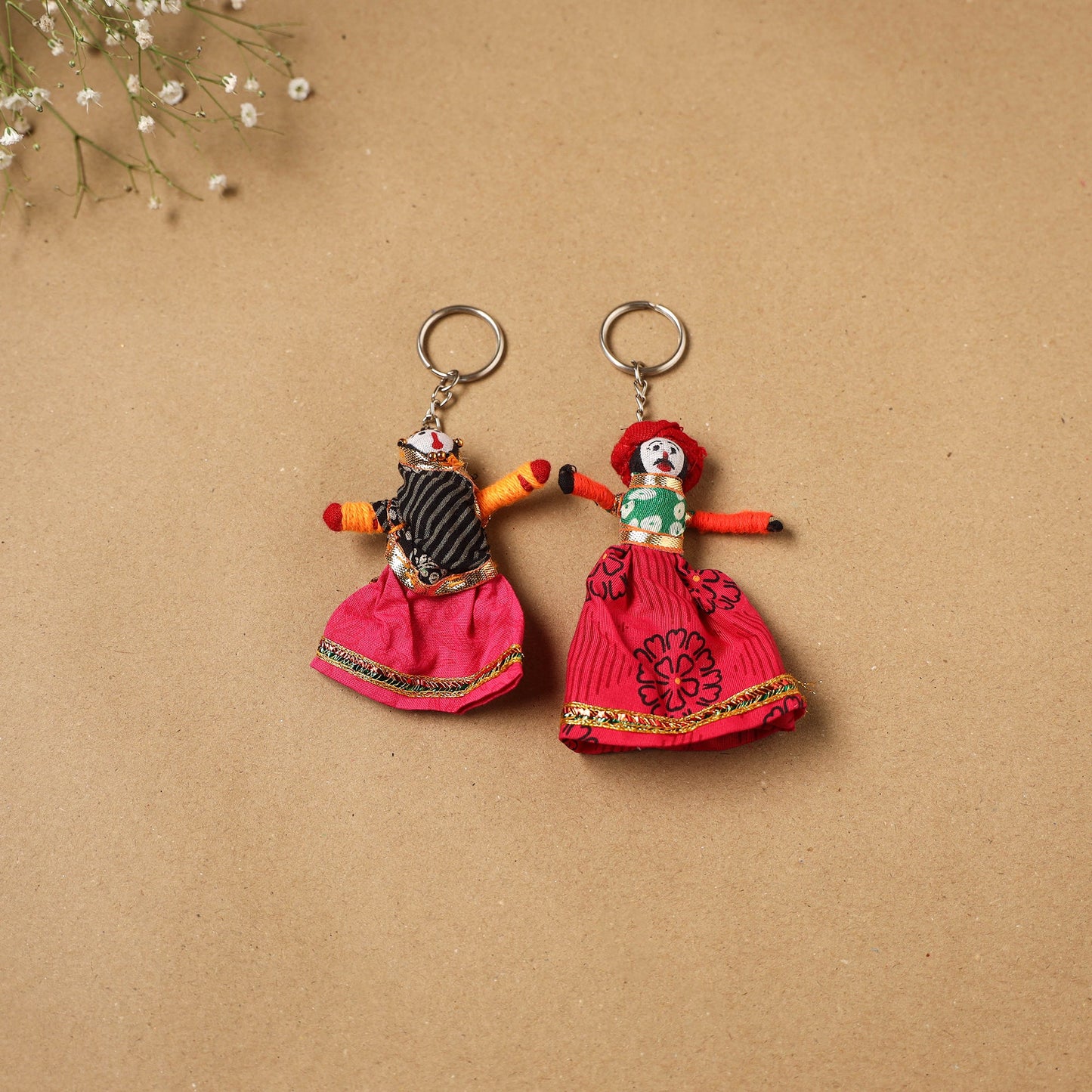 Multicolor - rajasthani puppet couple handmade keychain
