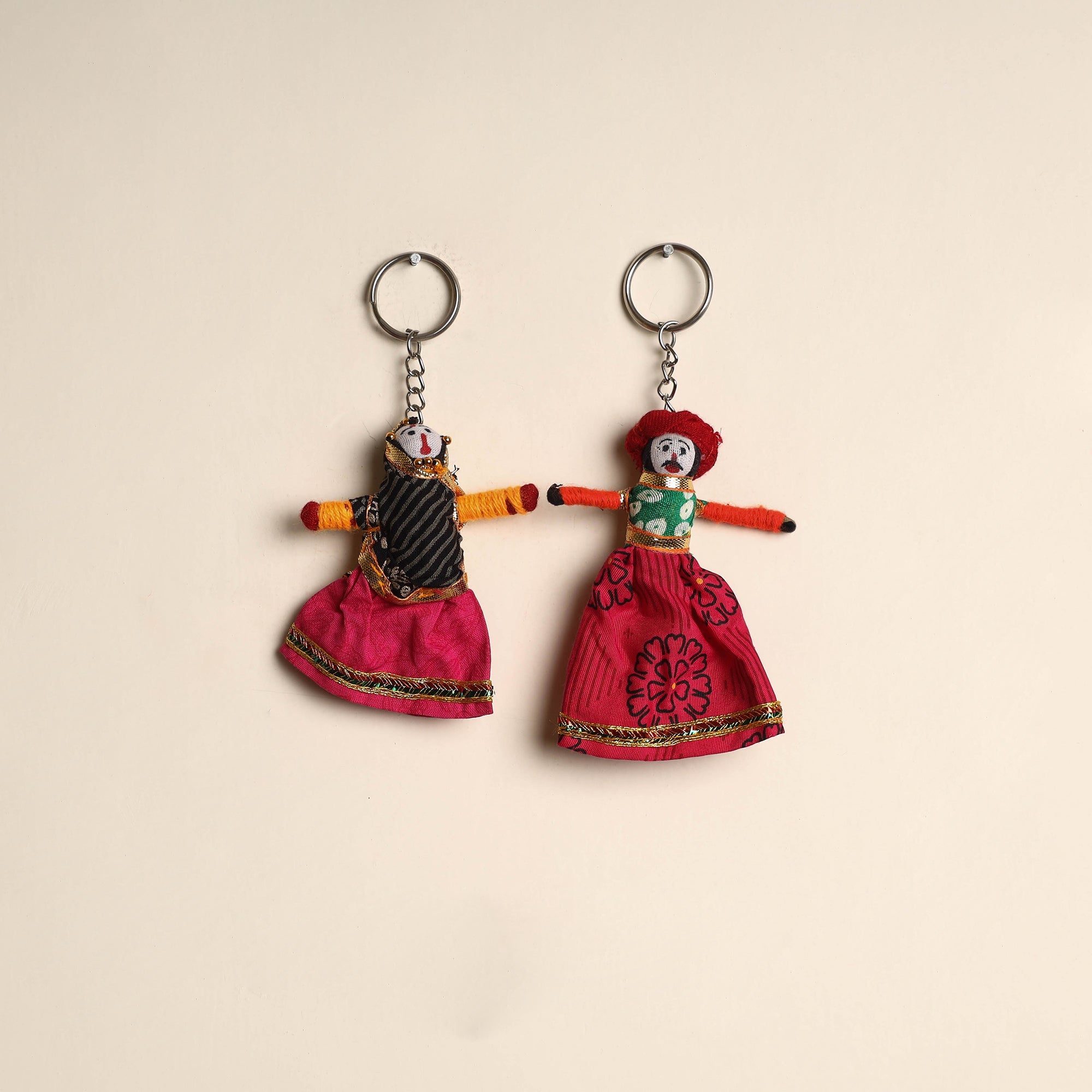 Multicolor - rajasthani puppet couple handmade keychain