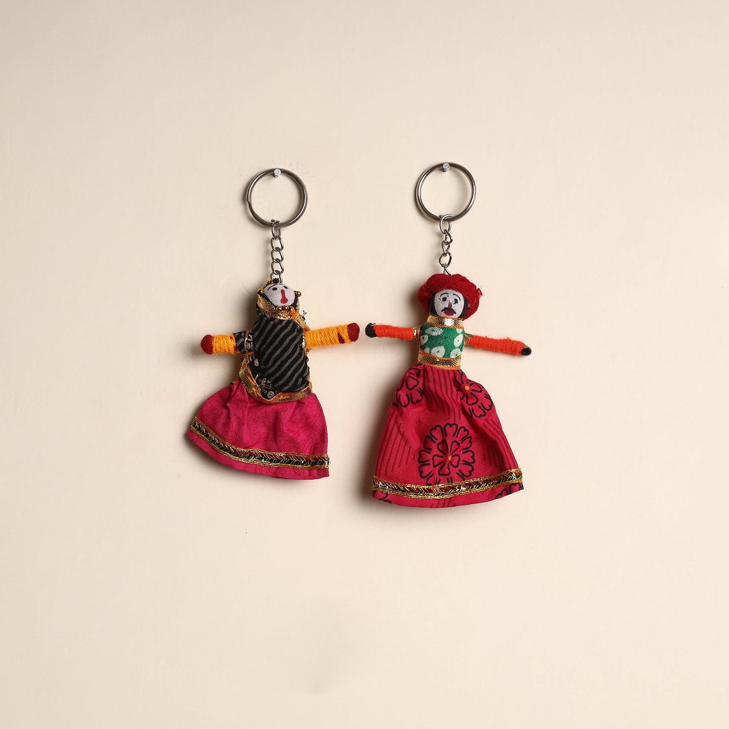 Multicolor - rajasthani puppet couple handmade keychain