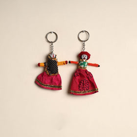 Multicolor - rajasthani puppet couple handmade keychain