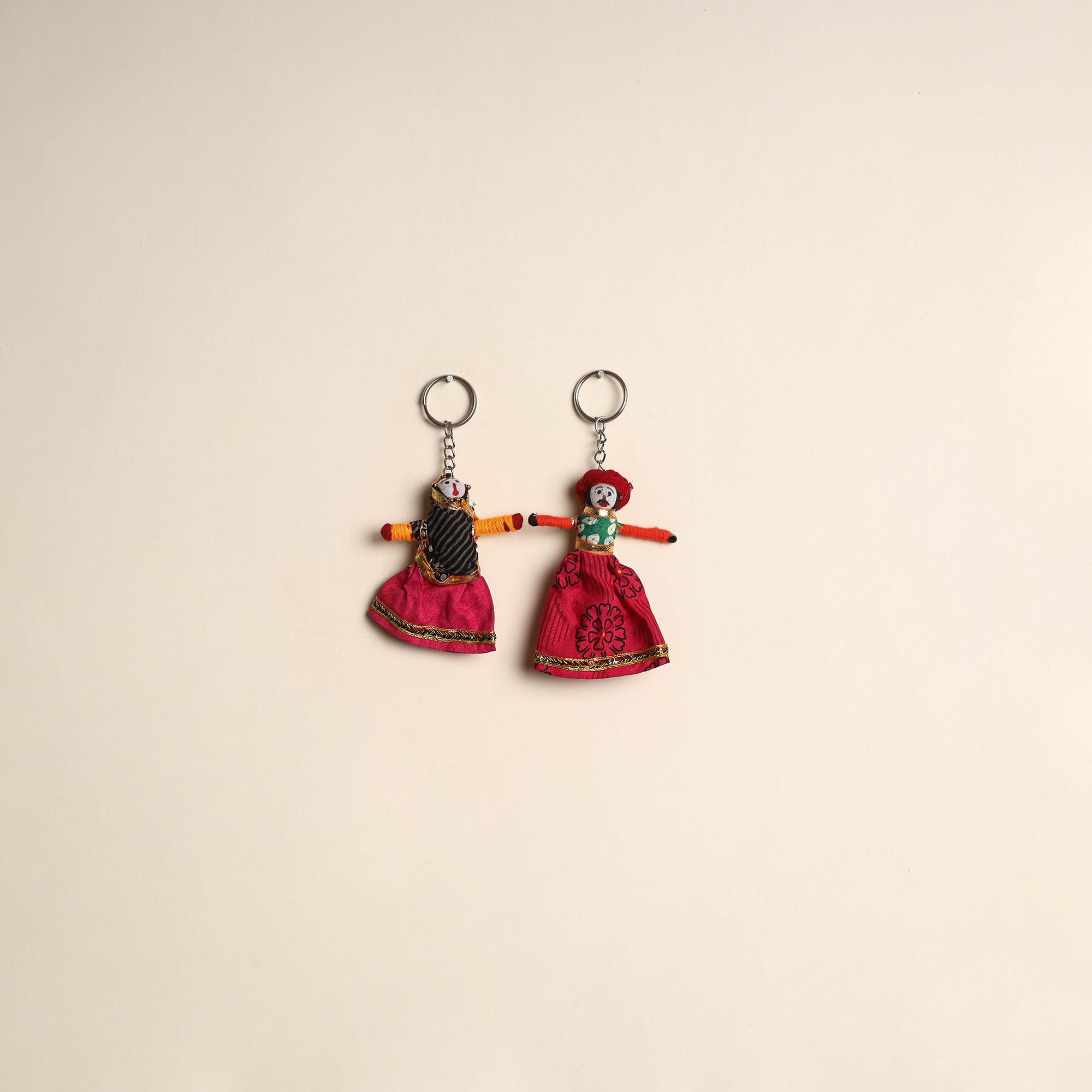 Multicolor - rajasthani puppet couple handmade keychain