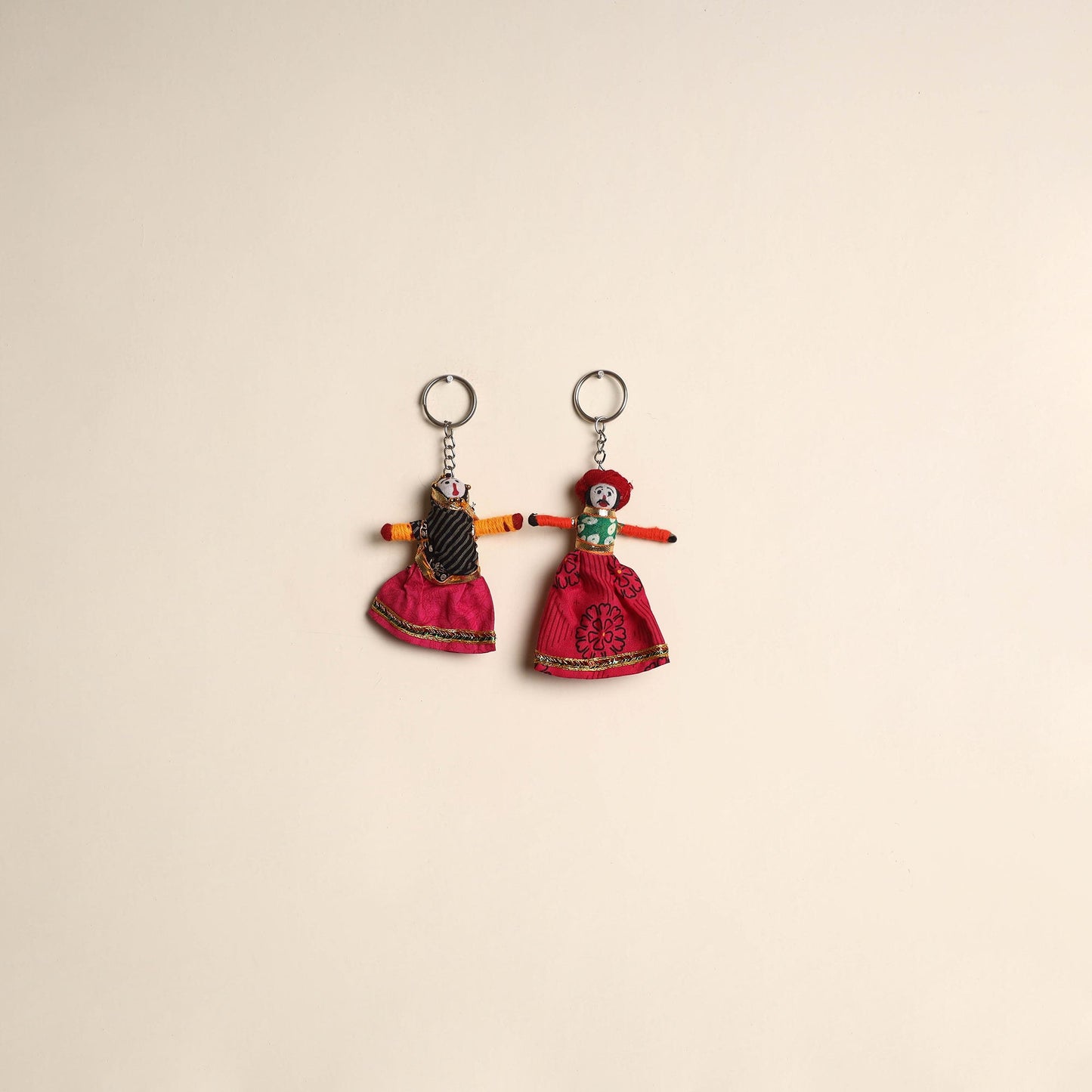 Multicolor - rajasthani puppet couple handmade keychain