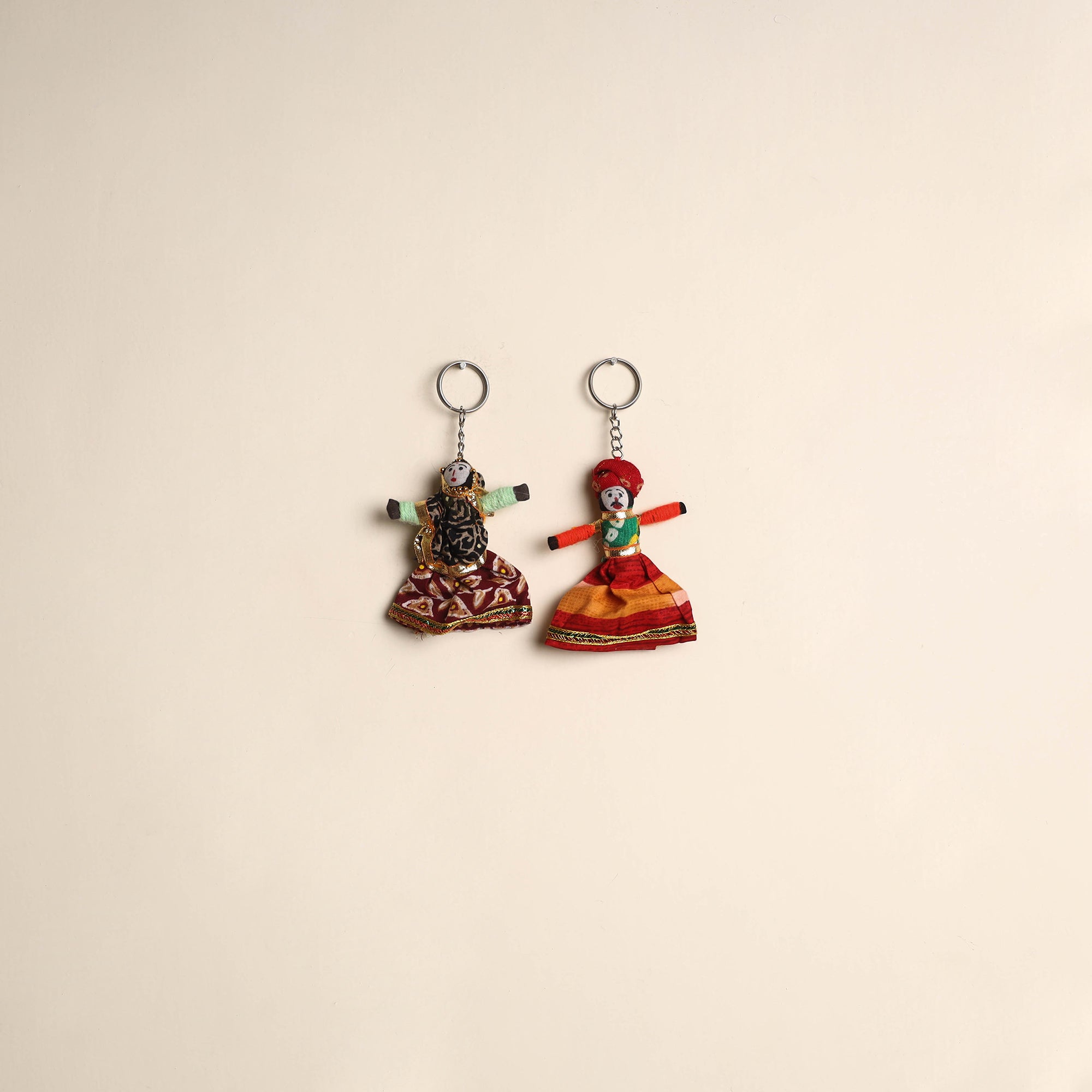 Multicolor - rajasthani puppet couple handmade keychain