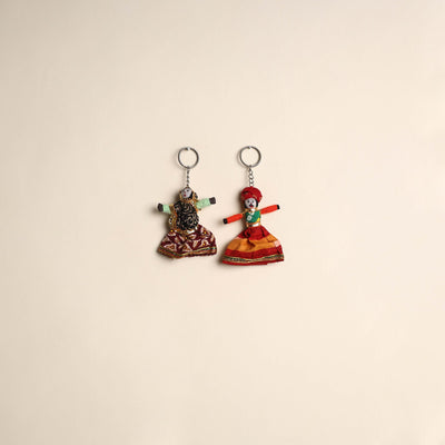 Multicolor - rajasthani puppet couple handmade keychain