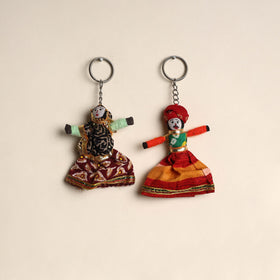 Multicolor - rajasthani puppet couple handmade keychain
