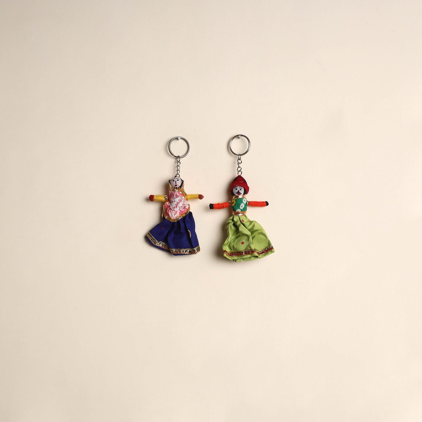 Multicolor - rajasthani puppet couple handmade keychain