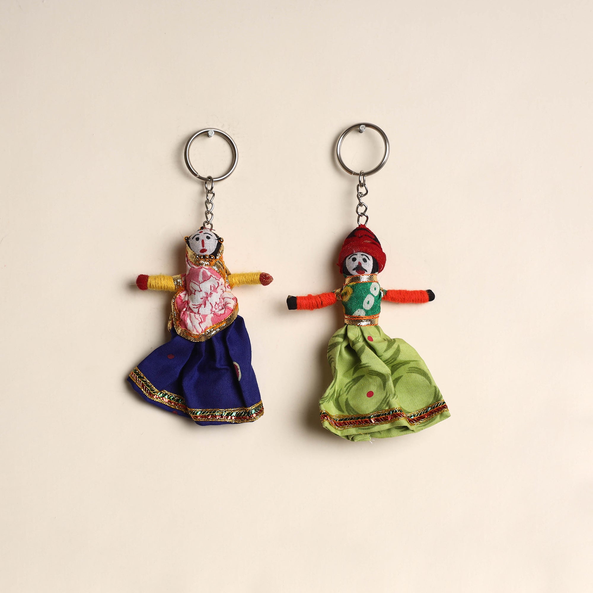 Multicolor - rajasthani puppet couple handmade keychain