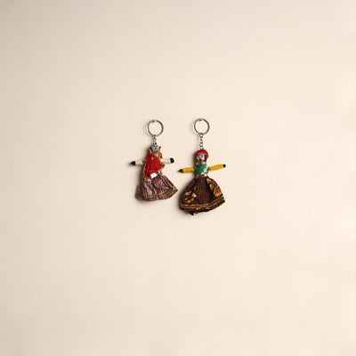 Multicolor - rajasthani puppet couple handmade keychain