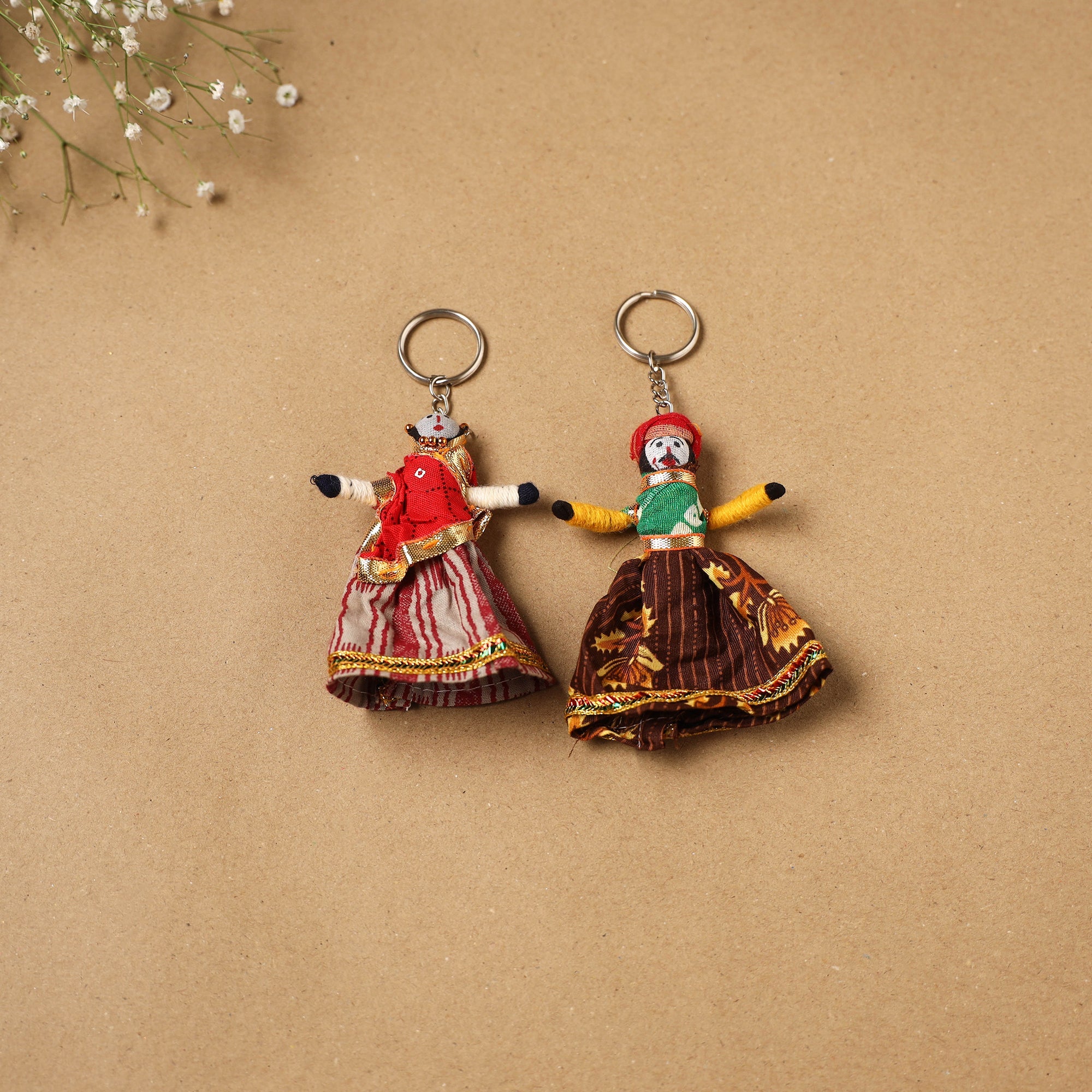 Multicolor - rajasthani puppet couple handmade keychain