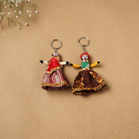 Multicolor - rajasthani puppet couple handmade keychain