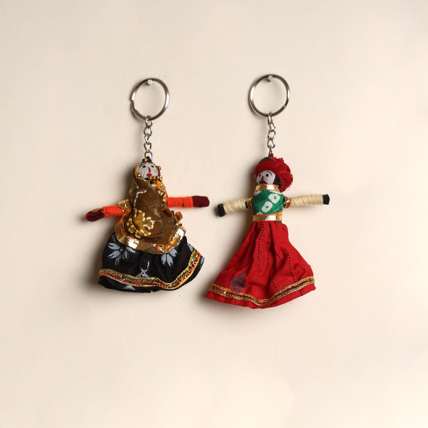 Multicolor - rajasthani puppet couple handmade keychain