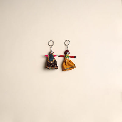 Multicolor - rajasthani puppet couple handmade keychain