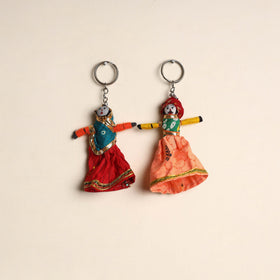 Multicolor - rajasthani puppet couple handmade keychain